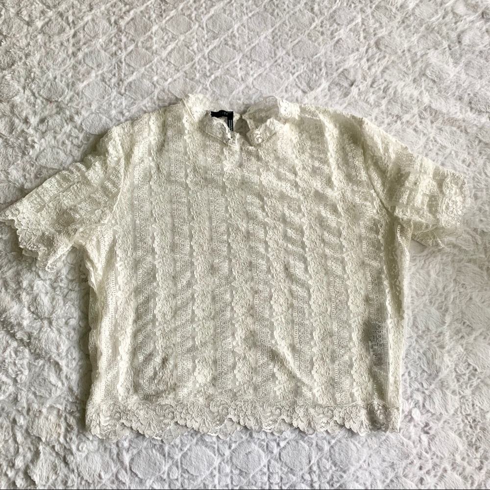 White lace crop top from Dynamite